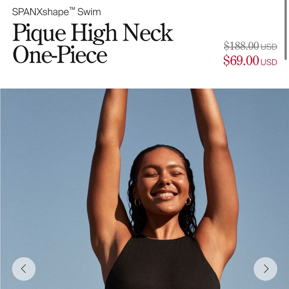 SPANX Black Pique High Neck One-Piece